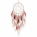 Attrape-rêves mural 30 x 80 cm en corde rose beige et bordeaux style bohème décoratif