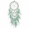 Attrape-rêves suspendu 25 x 70 cm vert menthe et blanc à plumes style bohème