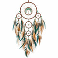 Attrape-rêves mural 40 x 90 cm brun vert beige à plumes tressé