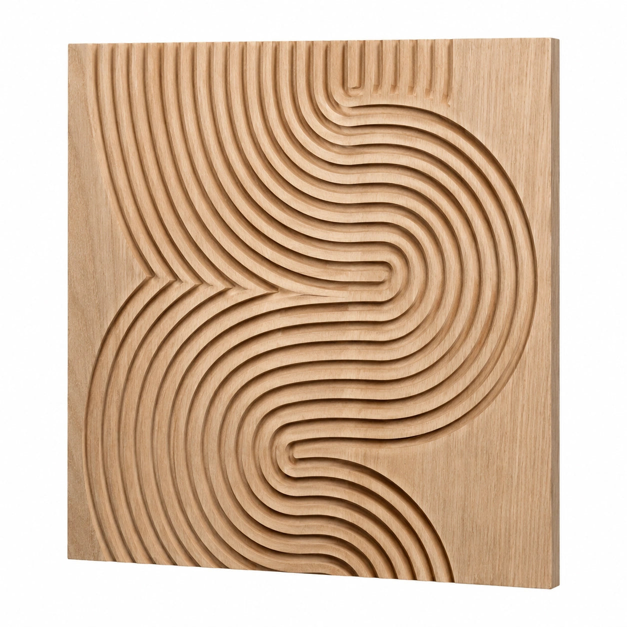 Panneau mural décoratif 60 x 75 cm en bois naturel sculpté style abstrait