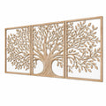 Décoration murale 120 x 60 cm en bois naturel - triptyque arbre sculpté style naturel