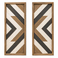 Panneaux décoratifs muraux 120 x 40 cm en bois marron beige noir style géométrique