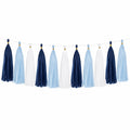 Guirlande à franges 300 cm en papier bleu marine bleu clair blanc décorative festive