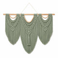 Décoration murale macramé 100 x 100 cm coton vert sauge style bohème