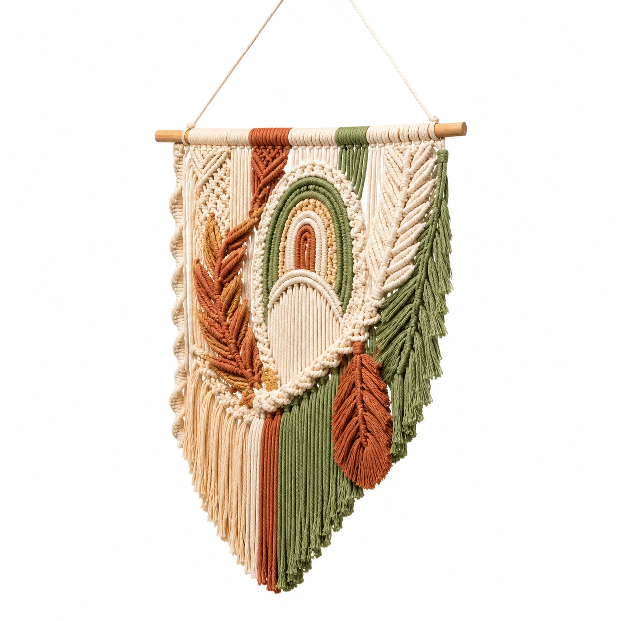 Tapisserie murale macramé 40 x 75 cm en coton multicolore style bohème à suspendre