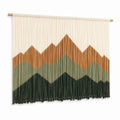 Tenture murale 110 x 100 cm en coton écru vert brun style montagne