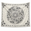 Tenture murale 150 x 150 cm en polyester blanc et noir à motif floral avec œillets