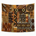 Tapisserie murale 150 x 150 cm en polyester marron noir et beige à motifs géométriques avec œillets
